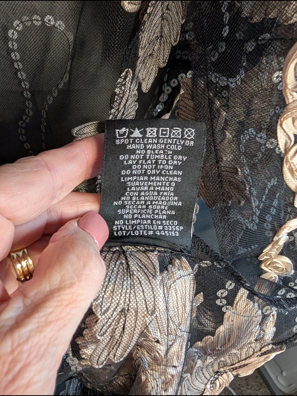 R&M Richards Black Sheer Jacket with Champagne Floral Embroidery - Picture 7 of 10